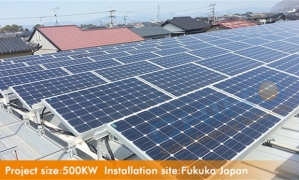 日本福岗铁皮屋顶500KW晨科太阳能15度可调系统支架